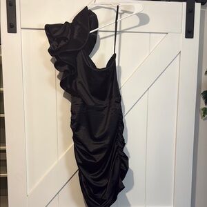 Windsor Sleek Black Satin Dress